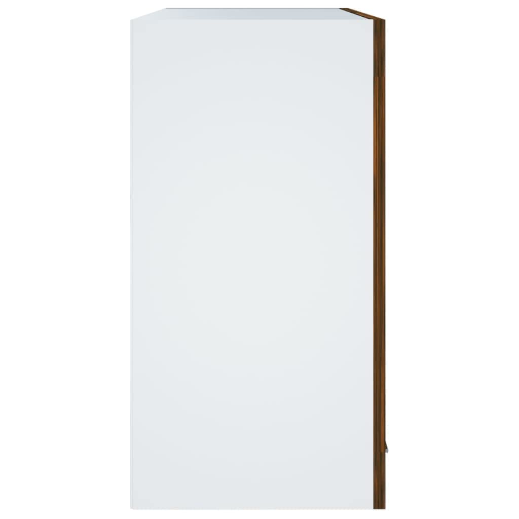 Armario colgante de madera en aspecto de roble negro, 60 x 57 x 207 cm, con puertas, moderno armario de cocina con espacio para utensilios de cocina y almacenamiento