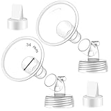 2X 34 mm Maymom Two-Piece Wide Neck Pump Parts Compatible with Spectra S1,Spectra S2 Pumps and 2 Valves; Incl Wide Mouth Flanges; Not Original Spectra Flange; (34mm Flange with Valve)