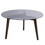 Construido con vidrio templado y patas de madera.