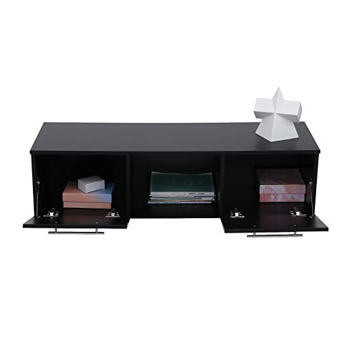 【US-in-Stock】 Modern LED TV Stand with LED Lights Glass Frame, TV Cabinet Television Media Storage Console Table with 2 Drawers Shelves, Living Room Furniture (White, 51.2×13.8×17.7 inch) - Thumbnail 4