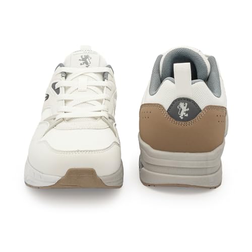 Image of Red Tape Men's Sneakers White Grey Pu Mesh Round Lace-Up