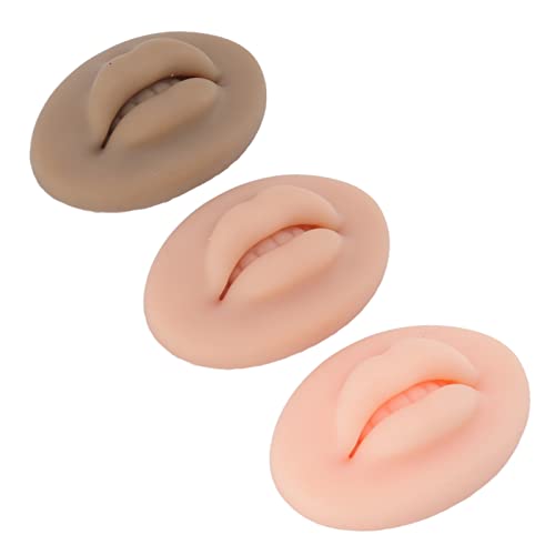 Kit de Formation de Maquillage Permanent, 3 Pièces de Lèvres Silicone 3D, Peau Artificielle pour Pratique de Tatouage et Microblading Cosmétique