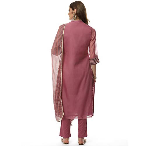Image of BIBA Women Art Silk Straight Solid Suit Set