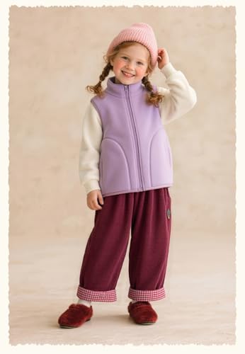 CXINS Girls' Boys Sherpa Fleece Zipper Vest Coat Outwear Lightweight Warm Cute Sleeveless Jacket with Pockets3