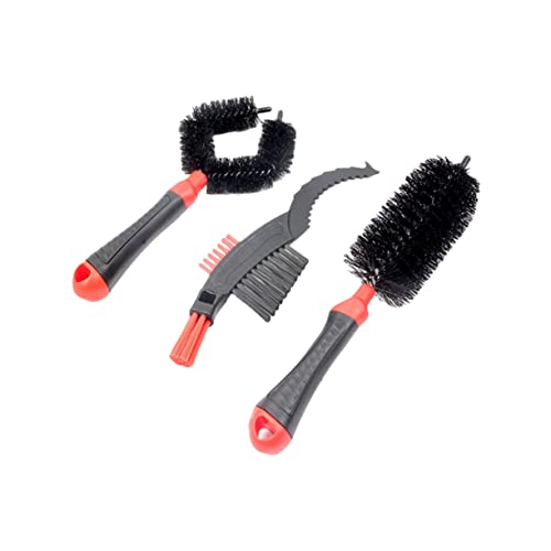 NULYLU 3 in 1 Bike Cleaning Brush Chain Cleaner Brush Set Comfortable Handle Small Size for Travel Car Wash