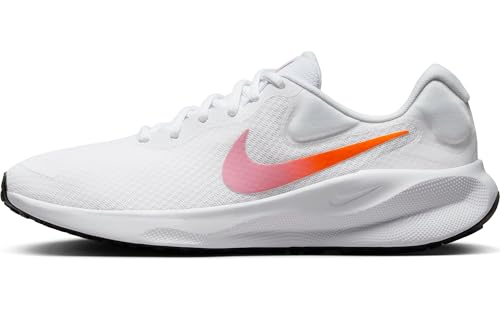 Nike Tênis de corrida feminino Nike Revolution 7 Road com cadarço, Branco Beyond Rosa Preto Hyper, 38.5 EU