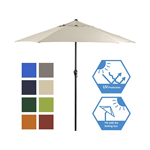 Sunline Astella Styles 9 ft Crank Open Push Tilt Steel Ribs and Pole Market Patio Umbrella (Antique Beige)