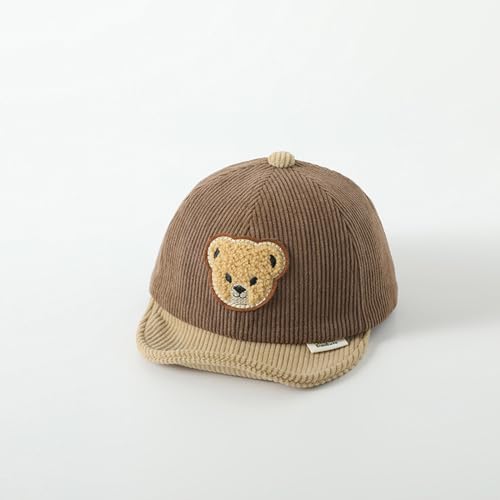 Baby Peaked Embroidered Bear Hat Cartoon Curved Brim Hat Baseball Hat Infant Duck Tongue for Boy Girl 6-24Months Children's Autumn and Winter Cute Bear Cap4