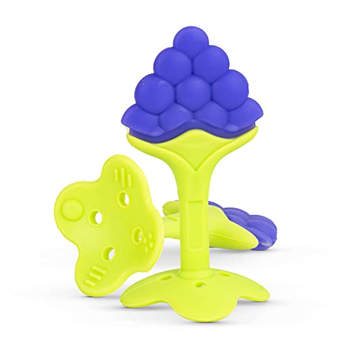 Image of Baybee Natural Silicone Baby Teether for 3-12 Months | Soft Grape Shape Safe Teething Toy for Infants Pack of 2 | BPA-Free Teethers Chew Toy Non-Toxic Food Grade Soother | Teething Relief for Babies