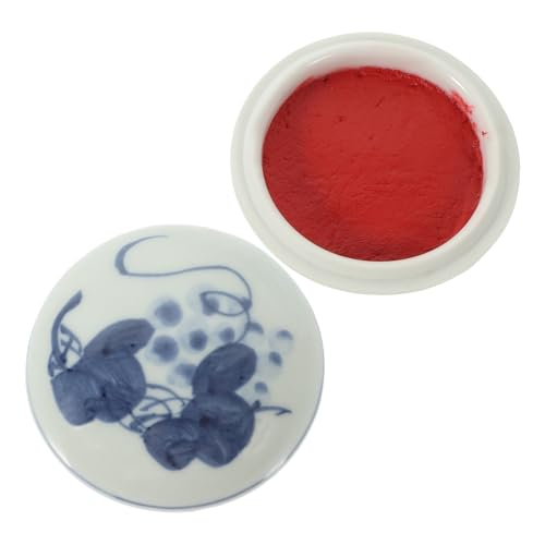 TEHAUX 1pezzi Tampone per Inchiostro per Pittura Cinese Fai da Te Multiuso Fornitura per Calligrafia Contenitore per Pasta di Inchiostro Rosso Design Semplice e Elegante Stile Cinese RETR