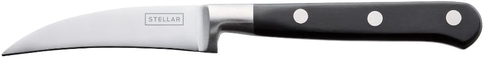Stellar Classic 7.5cm / 3" Curved Paring Knife, Stainless Steel Razor Sharp Blade, Full Tang Riveted Handle, Dishwasher Safe