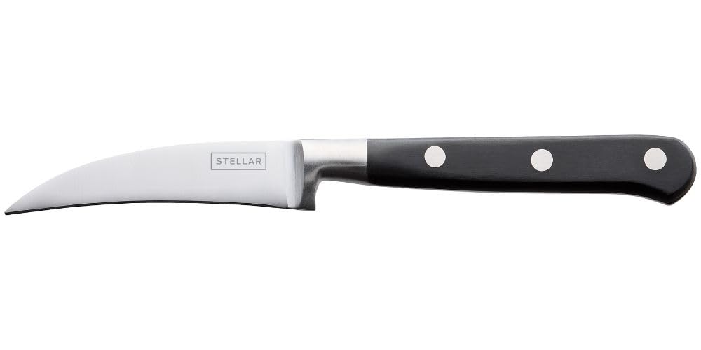 Classic 7.5cm / 3" Curved Paring Knife, Stainless Steel Razor Sharp Blade, Full Tang Riveted Handle, Dishwasher Safe