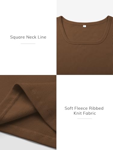 Image of Womens Long Sleeve Scoop Neck Shirts Ribbed Knit Tops Slim Fitted Tees Basic Casual Fall Outfits