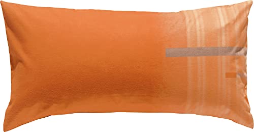 Erwin Müller Kissenbezug, Kissenhülle Flanell orange-Taupe Größe 40x80 cm - flauschig warm, temparaturausgleichend, pflegeleicht, mit praktischem Reißverschluss (weitere Größen)