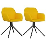 vidaXL 2X Sillas de Comedor Giratorias Asiento Butaca Ajustable Cocina Salón Sala de Estar Restaurante Muebles Mobiliario Terciopelo Amarillo