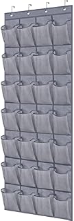 MISSLO 28 Large Pockets Over Door Shoe Storage Organiser Wardrobe Shoe Rack Mesh Hanging Storage Shoe Hanger Holder, Gray