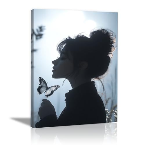 QUSAAOU Arte Pared Contorno fino mariposa única arte minimalista funcional Moderno Pinturas Para Pared Dormitorio Decoracion Estilo Vintage DecoracióN Sala Estar Dormitorio BañO-30x45cm1 Enmarcado