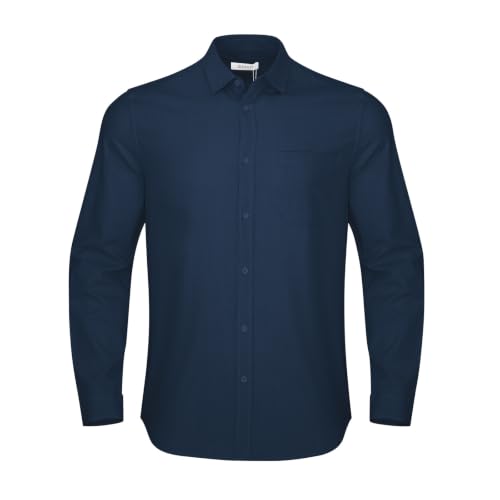 Image of JEKAOYI Mens Button Down Cotton Linen Shirts Casual Long Sleeve Beach Tops