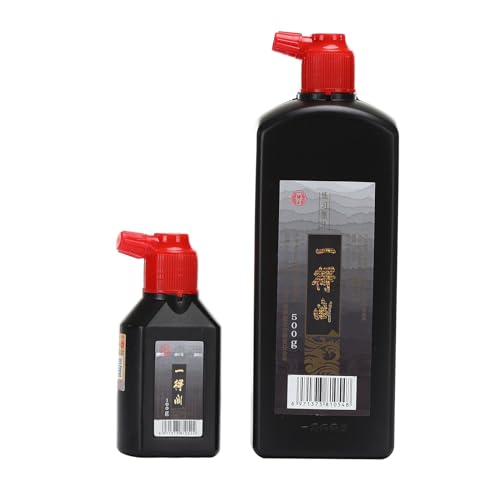 MEGREZ Yidege Practice Ink Chinese Brush Ink Sumi Ink for Beginner Practice Chinese Japanese Calligraphy Liquid Ink, Black - 500ml(17.6 OZ)/Bottle