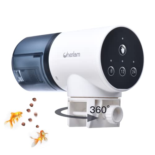 Automatic Fish Feeder, CHERLAM Fish Feeder Automatic Dispenser, 0.05Gal Adjustable Timer Feeder for Aquarium Fish Tank…