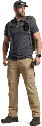 Image of CQR Men's Convertible Cargo Tactical Pants, Water Resistant Outdoor Hiking Pants, Zip Off Lightweight Stretch Work Pants