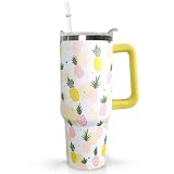 Ceovfoi 40oz Pineapples Coffee Mug Cup Water BottlesTumbler With Handle Lid and Straw,Pineapples Decor Stuff Accessories