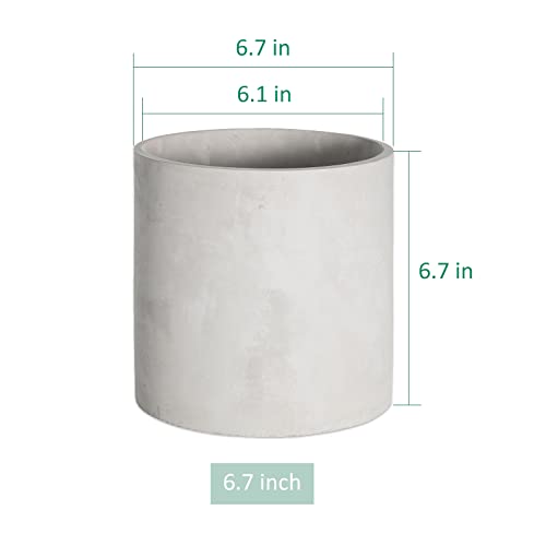 Pageqiu Plant Pots - 6.7 inch Cement Planters Indoor - Modern Grey Flower Pot with Drainage Hole - Home Office Decor