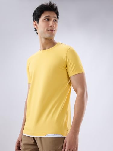 Image of Spykar Men's Slim Fit Round Neck Half Sleeve Solid Casual T-Shirt