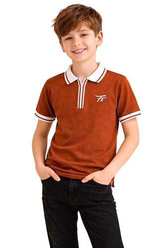 Image of TotzTouch Boys Premium Polo Collar Tshirt Combo with Zipper Closure Color White & Black Age 6 Years to 15 Years
