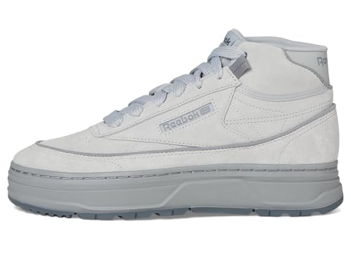 Reebok Women's Club C Geo Mid Sneaker, Pure Grey 3/Pure Grey 5/Pure Grey, Women's Size 6