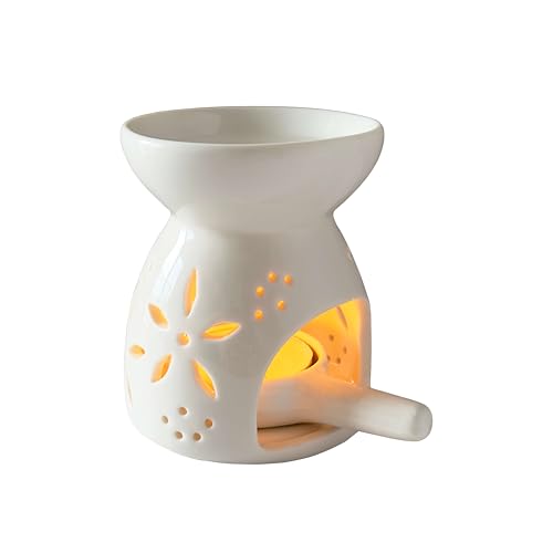 White Oil Burner Set Tea Light Wax Melt Warmer with Tea Wax Tray Essential Oil Diffuser Oil Burner for Scented Oil