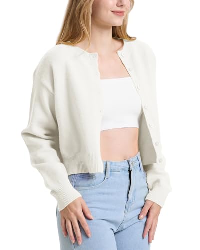Image of Balimtoy Women's Cropped Cardigan Sweaters Long Sleeve Button Down Sweaters Knit Cardigan Cute Y2k Open Front Crop Top