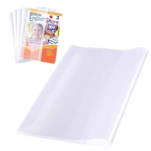 JOOTUEPO 10 Stück Buchumschläge Transparent 6K, 19.5x 26cm Bucheinschlagfolie Einstellbar Buchschoner, Wiederverwendbare und verstellbare Buchumschläge aus Kunststoff für das Home Office der Schule