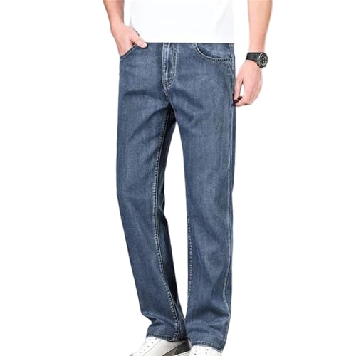Men's Business Jeans Thin Stretch Denim Pants Straight Casual Loose Cotton Classic Trousers Male