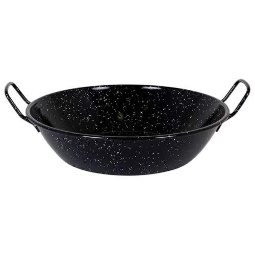 Acan Tradineur - Paellera Honda esmaltada - Fabricado en España - Apta para Gas, vitrocerámica, Cocina eléctrica y lavavajillas (Negro, Ø 40 cm)