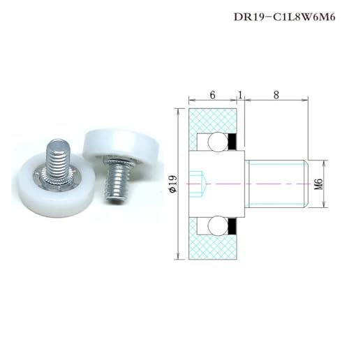 Roue à roulement plastique DR30 rail rond avec galet de guidage POM de 22 mm en U