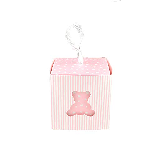 Lance Home® 50pcs Ours Bébé Baptême Dragées Box Boîtes Décoration de table BONBON Bonbonnière boîte cadeau Mère à Faire fête (Rosé)