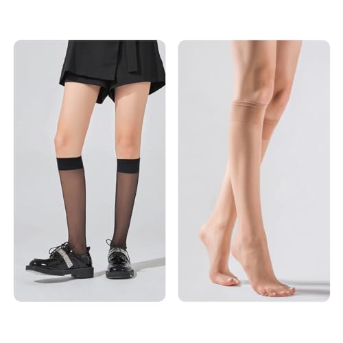 Many Pairs Everyday Women's Sheer Knee High Stockings Nylon Reinforced Toe2