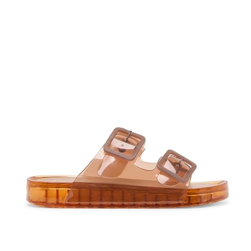 Jelly Slide Sandals for Women Jelly Flats Shoes Buckle Platform Sandals Comfortable Dressy Open Toe Summer Beach Slip on Cute Slides Shoes