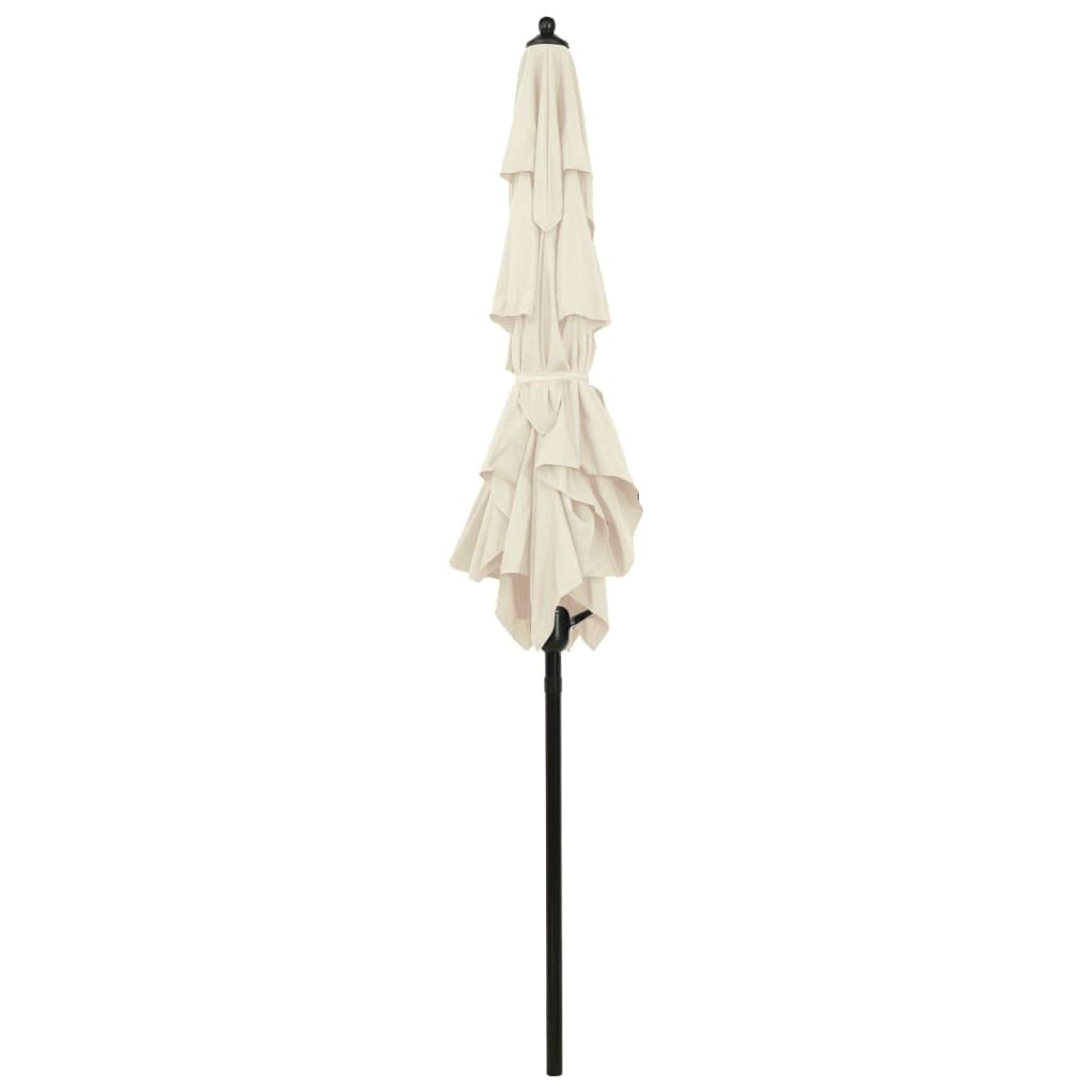 Parasol przeciwsłoneczny, aluminiowy maszt, w kolorze piaskowym, x, m, ochrona przed promieniowaniem UV, odporny na działanie wody, parasol ogrodowy na taras, funkcja korby, możliwość