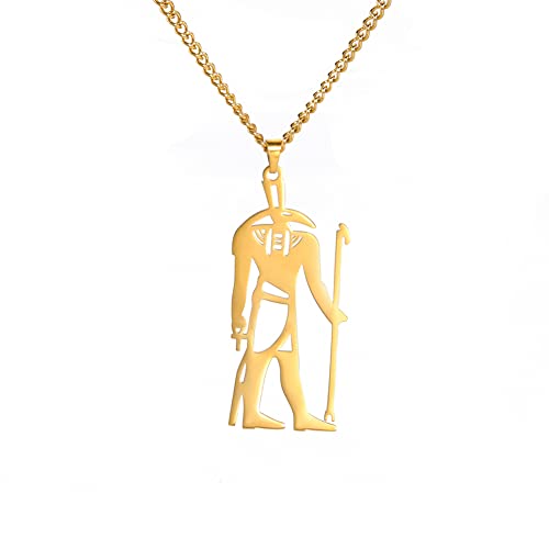 EUEAVAN Seth Ancient Egyptian Desert and Storm God Pendant Necklace Stainless Steel Hollow Egyptian Deity Pendant Necklace