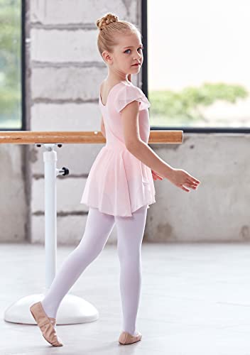 Image of MdnMd Toddler Ballet Leotards for Girls Dance Leotards with Skirt Gymnastic Ballerina Outfit Dress Classic Short Sleeve