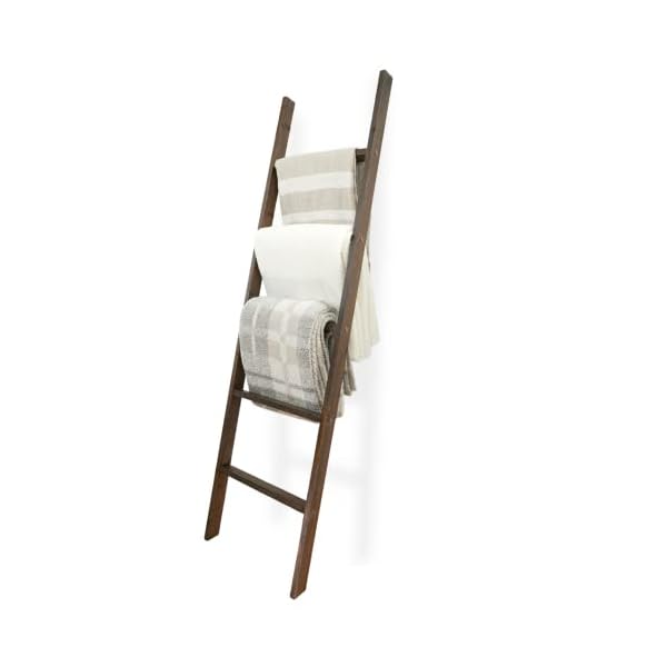 EKNAH Blanket Ladder – Holds 5+ Blankets – Living Room Decor – Blanket Rack – Store Quilts, Comforters, Bedspreads, Blankets & Throws – Blanket Storage for Living Room – Towel Rack – Dark Stained Wood