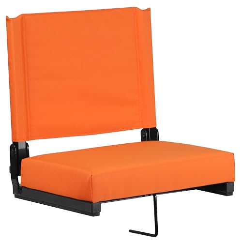 Flash Furniture Grandstand Portable Stadium Seat for Bleachers or Benches, Folding Padded Stadium Chair with Carrying Handle, 500 lb. Weight Capacity, Orange