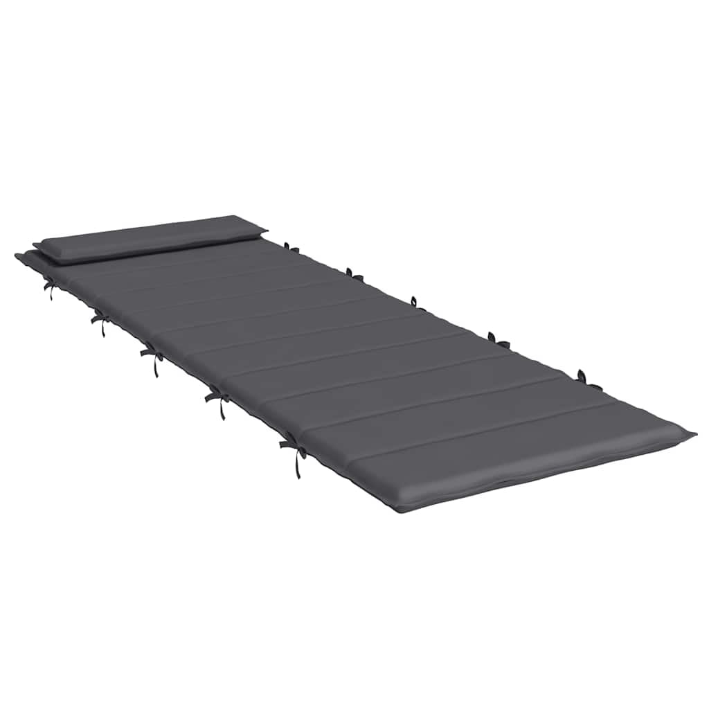 Nakładka na leżak, antracytowa tkanina Oxford, 180 x 60 x 4 cm, z antypoślizgowymi taśmami, wodoodporna, ergonomicznie wyściełana, do ogrodu, na balkon, taras, komfort wewnątrz i na zewnątrz