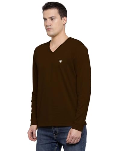 Image of Friskers Men's V-Neck Full Sleeves T-Shirt Blended Cotton with Elastane