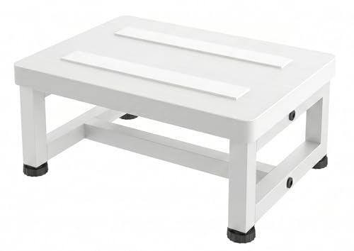 Step Stools for Adults Kids Heavy Duty Non-Slip Wooden Stepping Stools with 500-LBS Capacity for Bedroom Kitchen Bathroom Sturdy Bed Steps for High Beds with Rubber Feet Easy to Assemble White