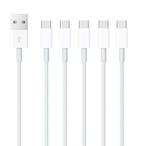Image of 5 Pack 3.3ft USB A to USB Type C iPhone Charging Cable 16E 16 15 Pro Plus Pro Max for iPad Pro /Air 5th 4th Mini 6th Gen Charger Charging Cord, for MacBook Pro and More(White)