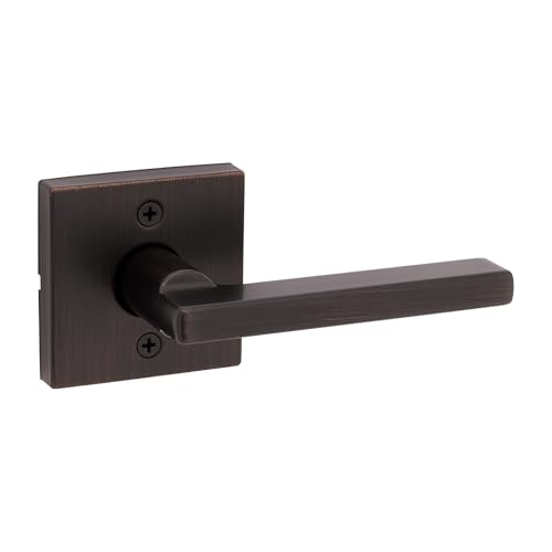 Image of Kwikset Halifax Dummy Door Handle, Single Sided Lever for Closets, French Double Doors, and Pantry, Venetian Bronze Non-Turning Reversible Interior Push /Pull Lever, with Microban Protection