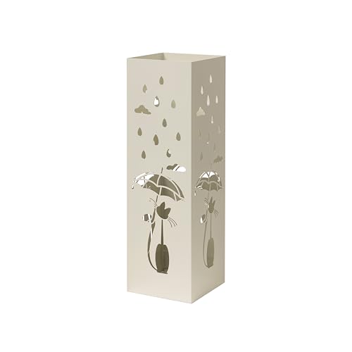Baroni Home Paragüero ModernoDiseño Gato con Tallado de Lluvia, Paragüero Original con Gancho y Bandeja de Goteo Extraíble para Decorar el Hogar y la Oficina 15,5x15x49 cm - Blanco